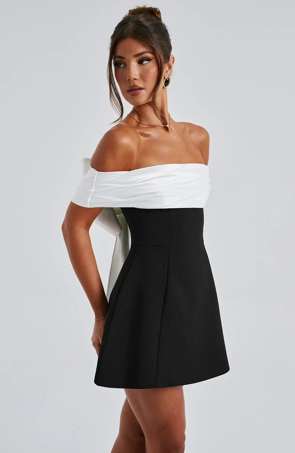 Noir Mini Jurk - Zwart/Wit