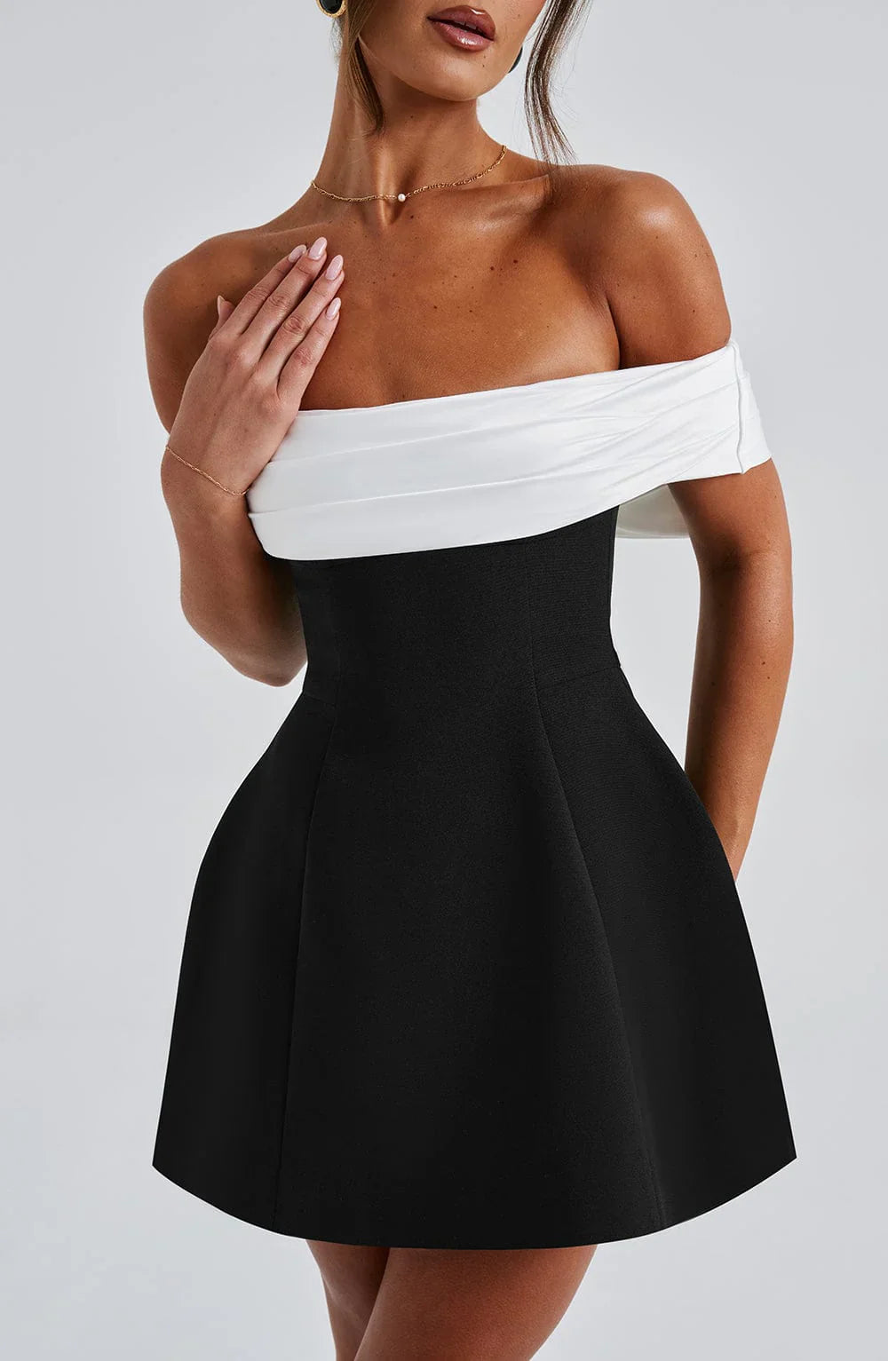 Noir Mini Jurk - Zwart/Wit