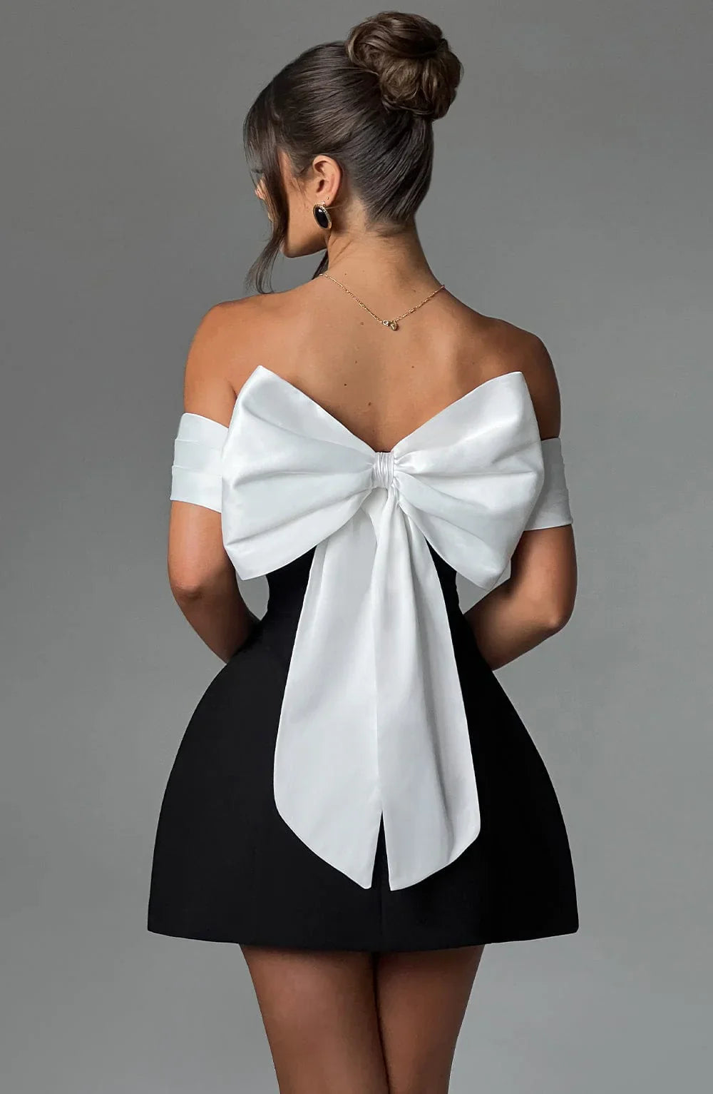 Noir Mini Jurk - Zwart/Wit