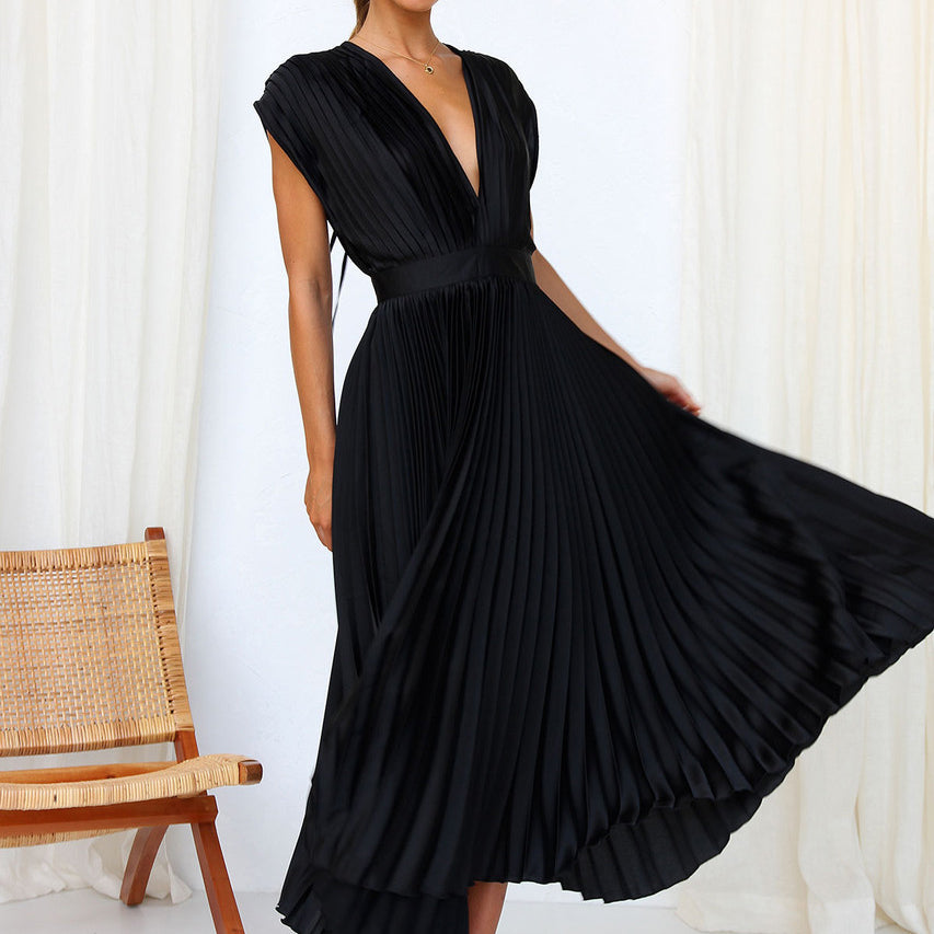 Elegante V-Hals Midi Jurk voor Dames