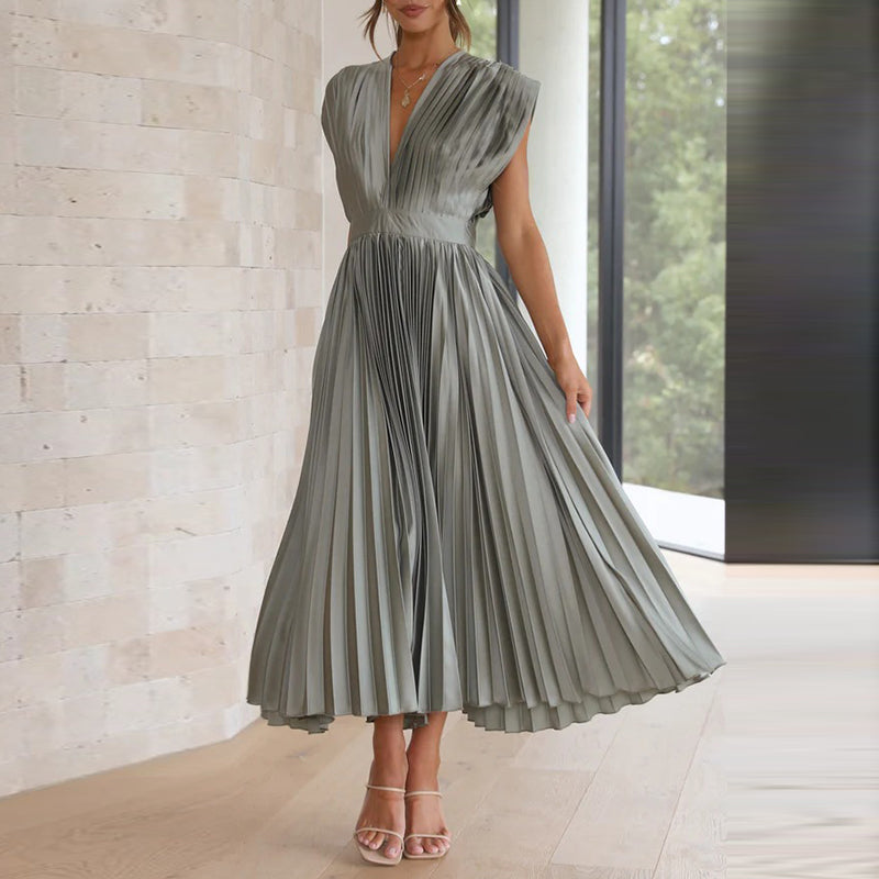 Elegante V-Hals Midi Jurk voor Dames