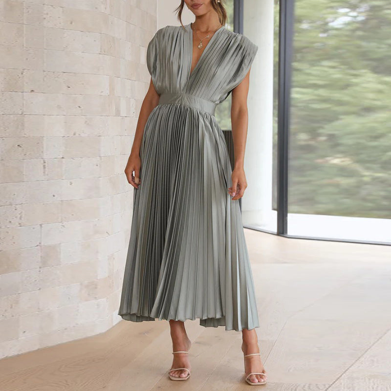 Elegante V-Hals Midi Jurk voor Dames