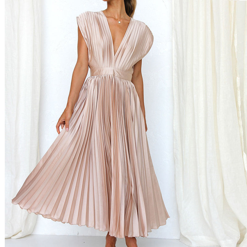 Elegante V-Hals Midi Jurk voor Dames
