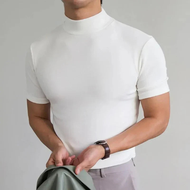 Simpel en Comfortabel Heren T-shirt met Hoge Hals