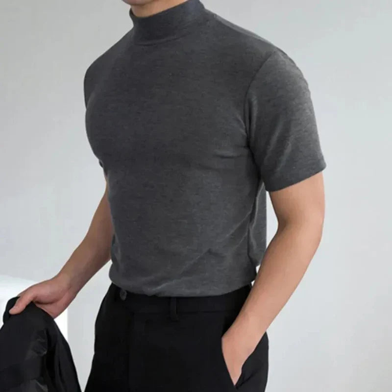 Simpel en Comfortabel Heren T-shirt met Hoge Hals