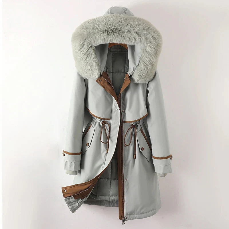 Dames Parka Jas – Gewatteerde Voering – Verstelbare Taille – Capuchon met Bont – Winddicht