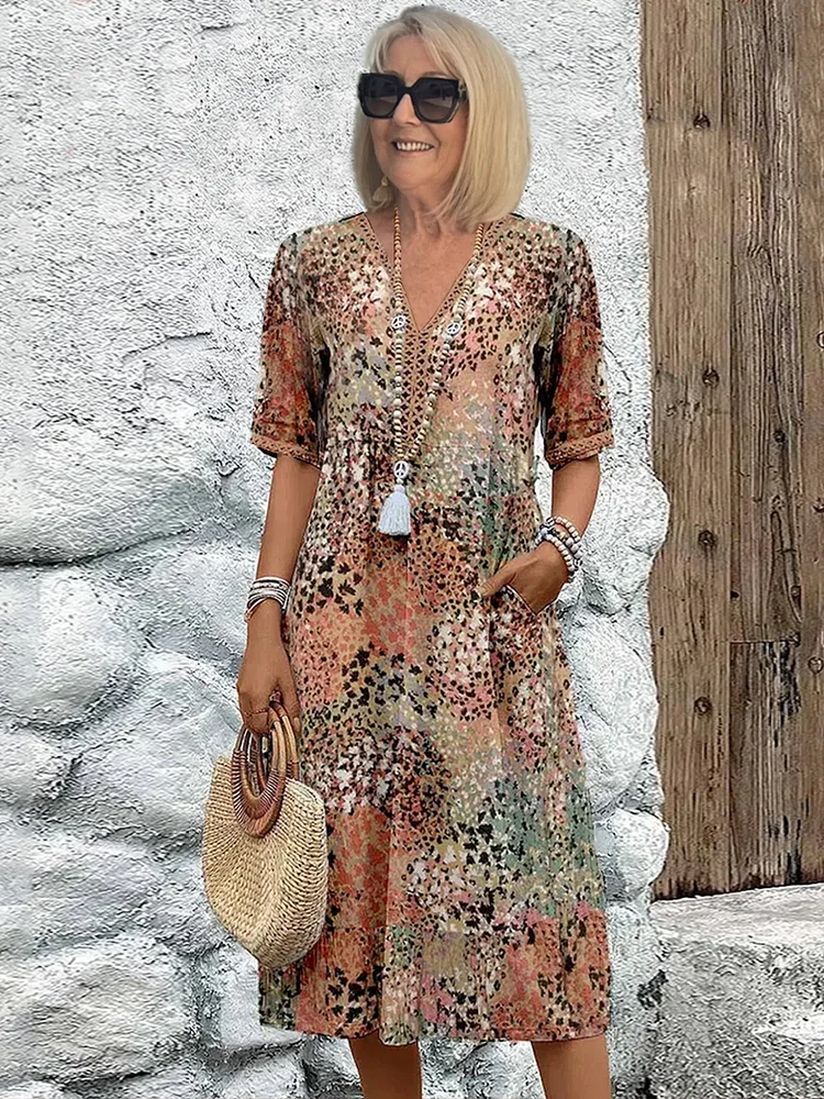 Stijlvolle Bloemen Midi Jurk – Elegante Pasvorm en Ontwerp