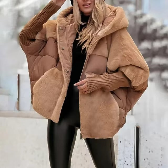 Dames Pufferjas – Oversized Pasvorm – Gewatteerd – Met Capuchon – Geribde Boorden