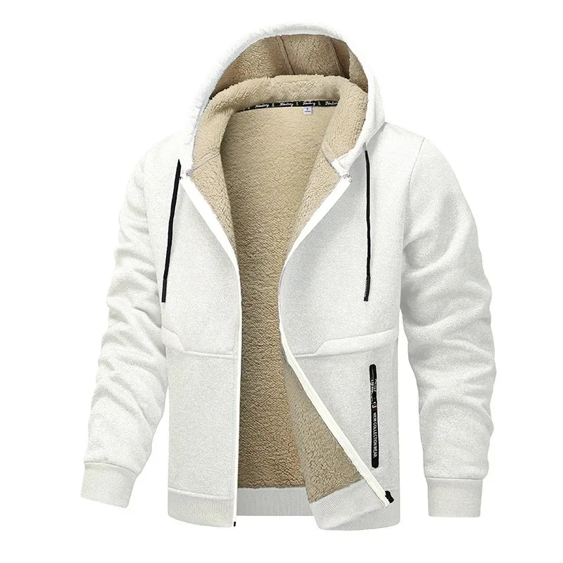 Heren Hoodie Fleecejas – Sherpavoering – Relaxte Normale Pasvorm – Capuchon – Volledige Rits