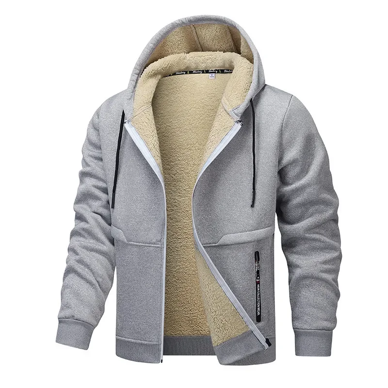 Heren Hoodie Fleecejas – Sherpavoering – Relaxte Normale Pasvorm – Capuchon – Volledige Rits