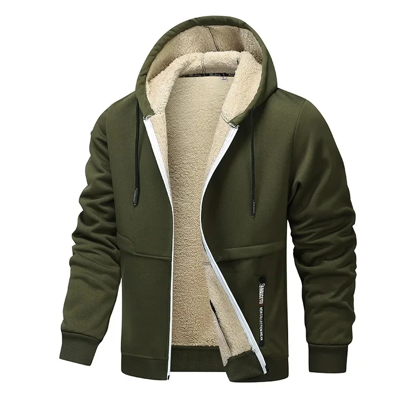 Heren Hoodie Fleecejas – Sherpavoering – Relaxte Normale Pasvorm – Capuchon – Volledige Rits