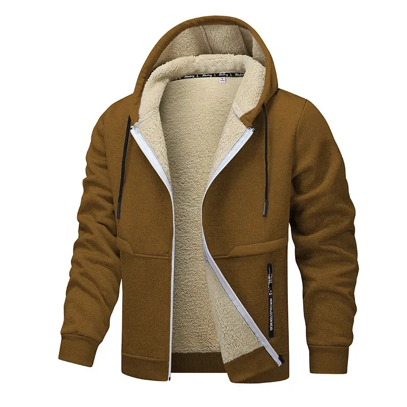 Heren Hoodie Fleecejas – Sherpavoering – Relaxte Normale Pasvorm – Capuchon – Volledige Rits
