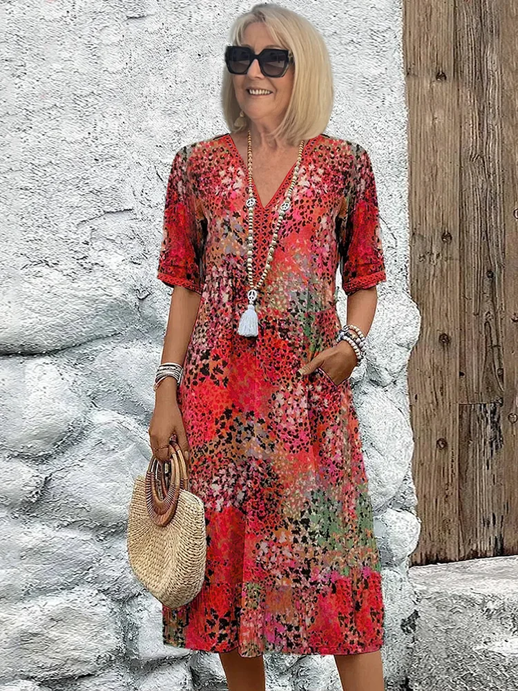 Stijlvolle Bloemen Midi Jurk – Elegante Pasvorm en Ontwerp