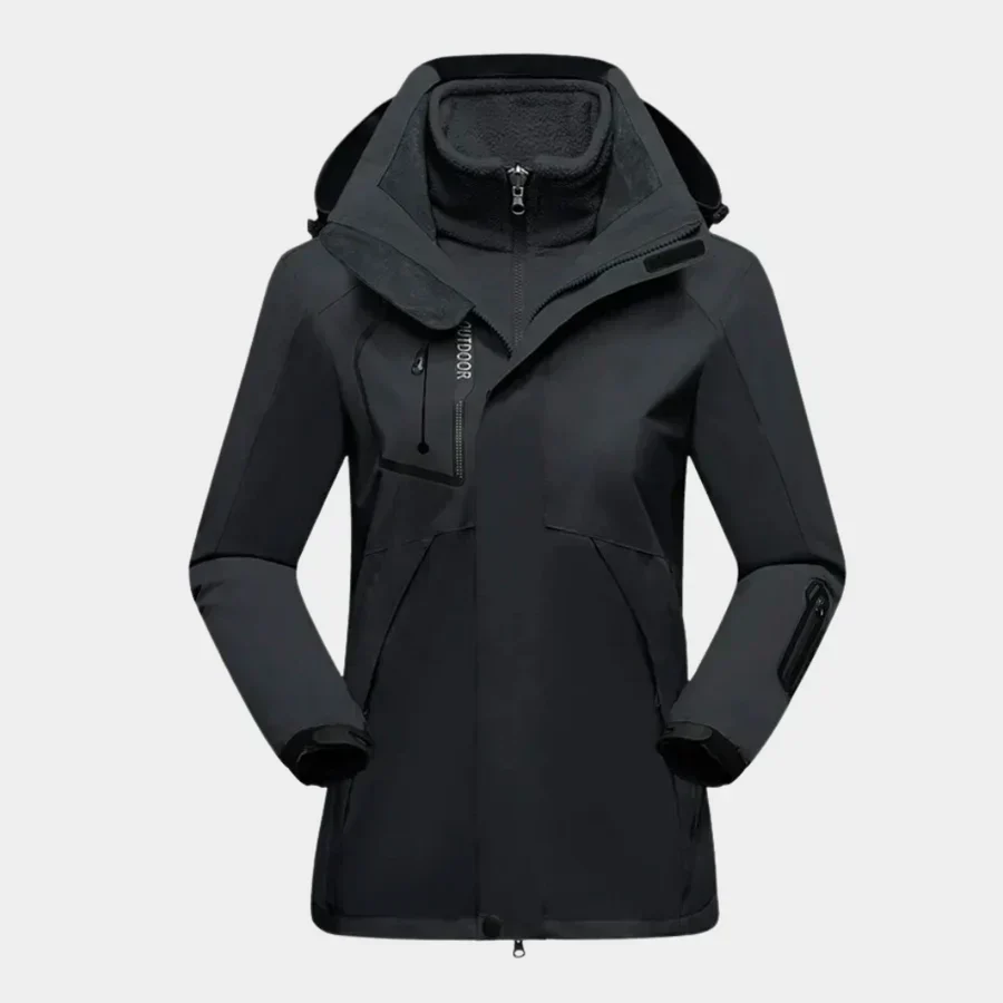 Dames Outdoor Jas – 2-in-1 Design – Afneembare Fleece Voering – Waterafstotend – Verstelbare Manchetten