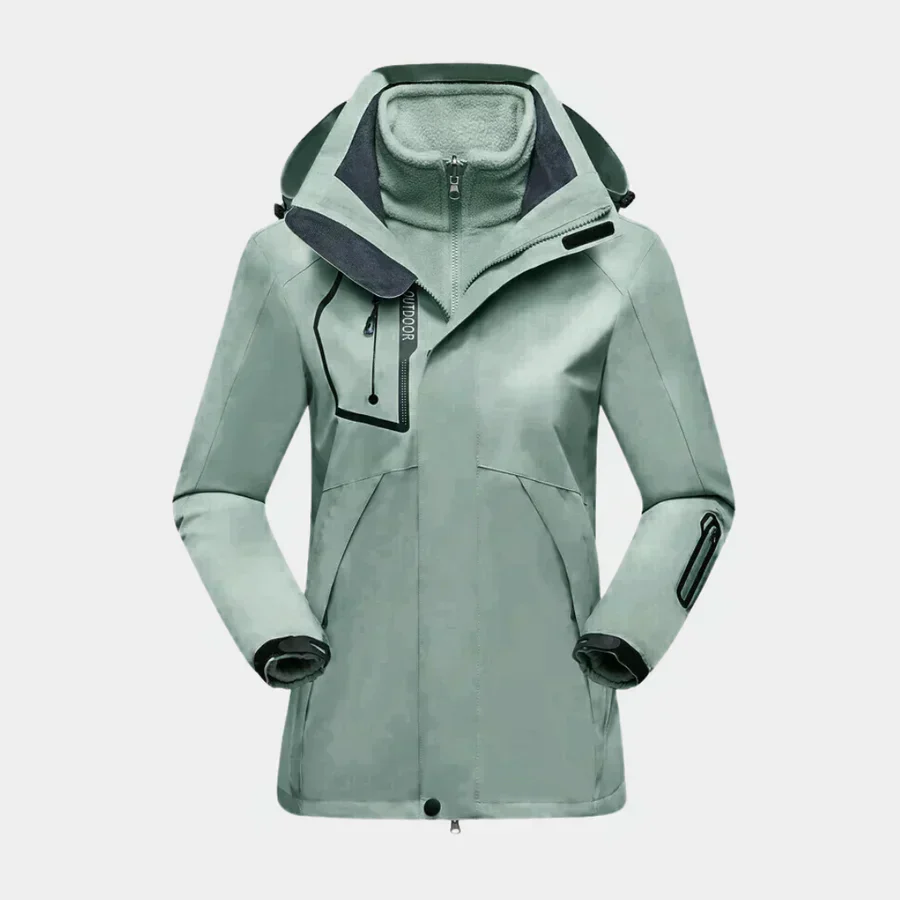 Dames Outdoor Jas – 2-in-1 Design – Afneembare Fleece Voering – Waterafstotend – Verstelbare Manchetten