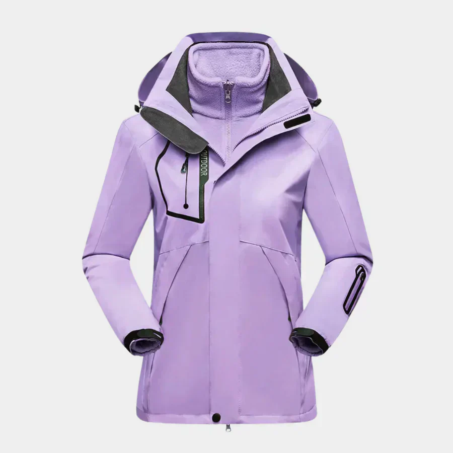 Dames Outdoor Jas – 2-in-1 Design – Afneembare Fleece Voering – Waterafstotend – Verstelbare Manchetten