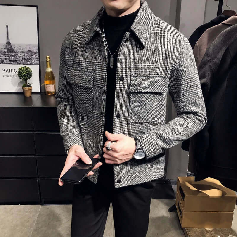 Heren Jack – Wool Blend – Regular Fit – Ruitpatroon – Flapzakken – Klassieke Kraag