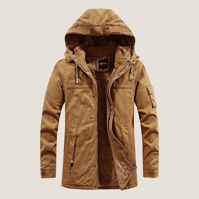 Heren Winterjas met Capuchon – Sherpa Gevoerd – Relaxte Pasvorm – Ritssluiting – Warme Tussenjas met Handige Zakken