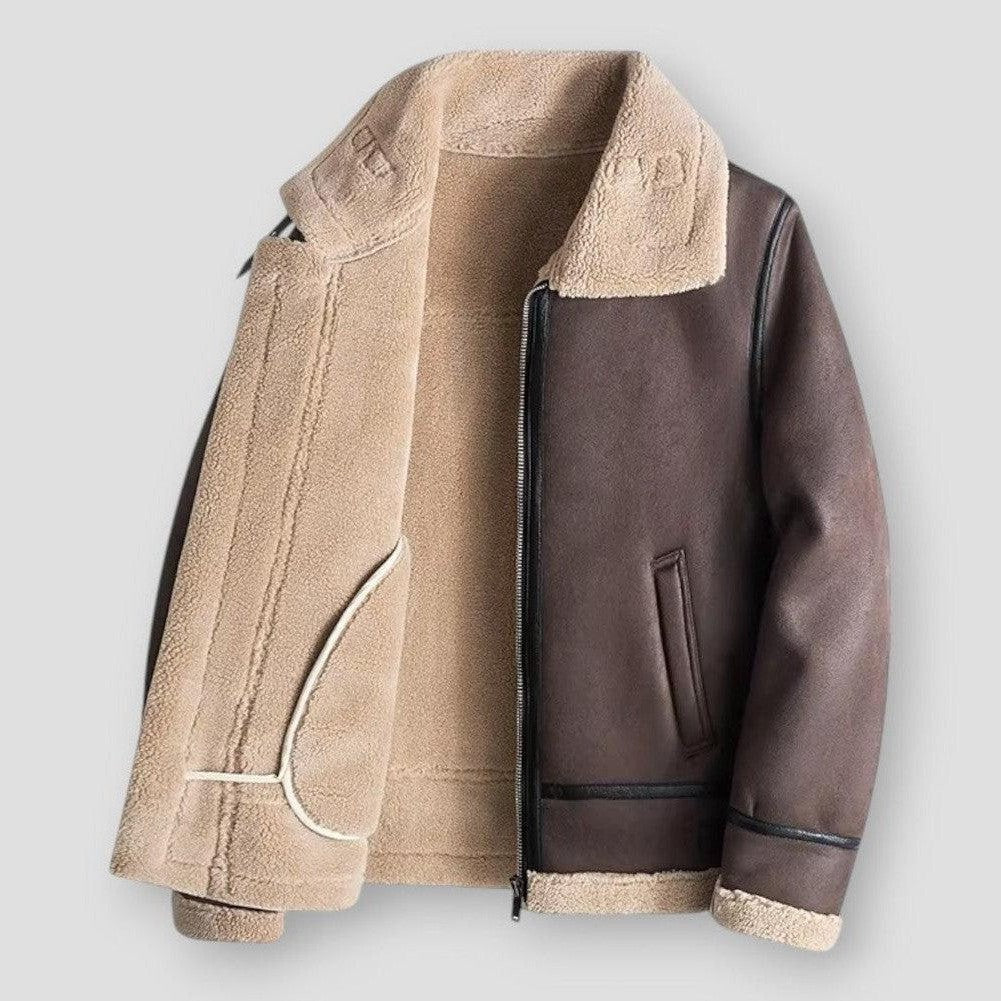 Heren Bomberjack – Relaxte Pasvorm – Suède Look – Shearling Kraag en Manchetten – Heuplengte