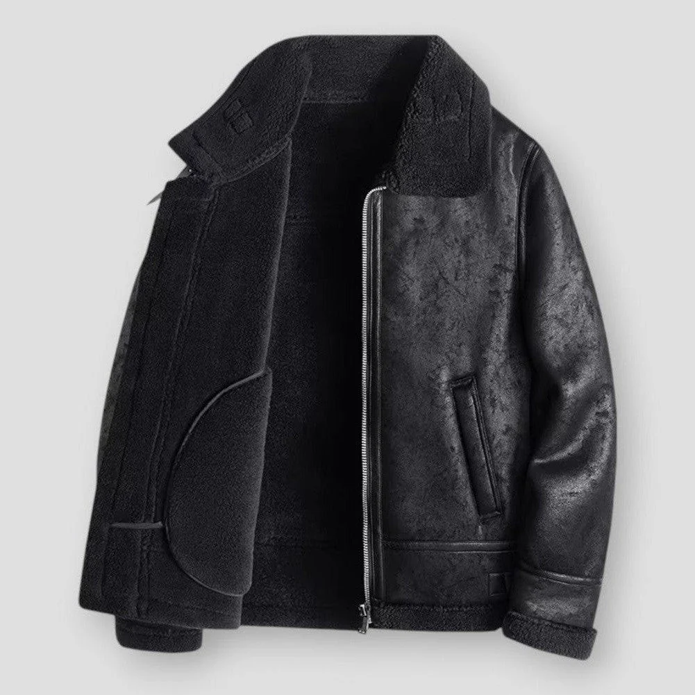 Heren Bomberjack – Relaxte Pasvorm – Suède Look – Shearling Kraag en Manchetten – Heuplengte