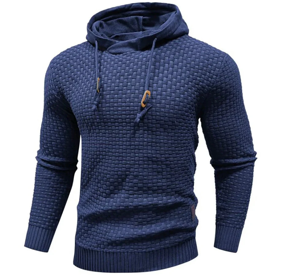 Men's Hoodie – Regular Fit – Knitted Texture – Hood with Drawstring – Ribbed Cuffs