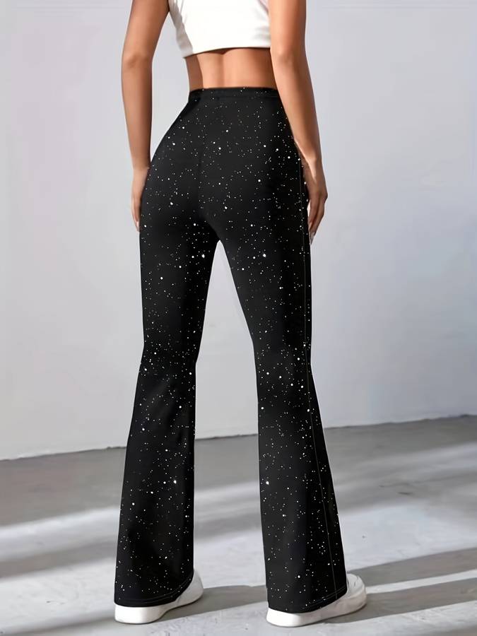 Flared Broek in Glitterstof voor Dames