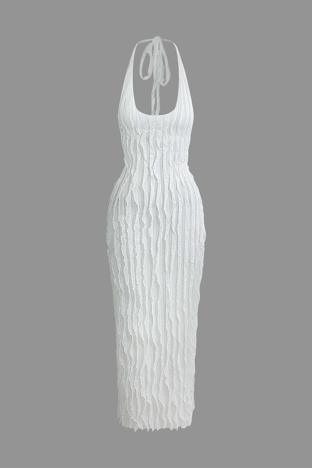 Transparante Ruffle Rugloze Maxi Jurk