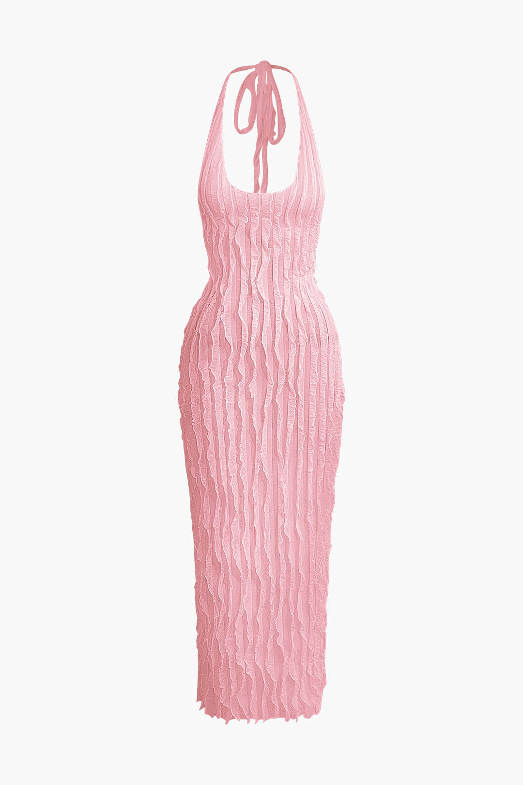 Transparante Ruffle Rugloze Maxi Jurk