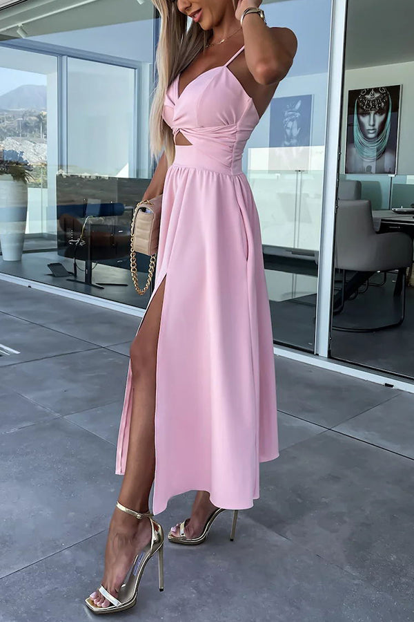 Annika Comfy Midi Jurk met Uitsparingen voor Zakken