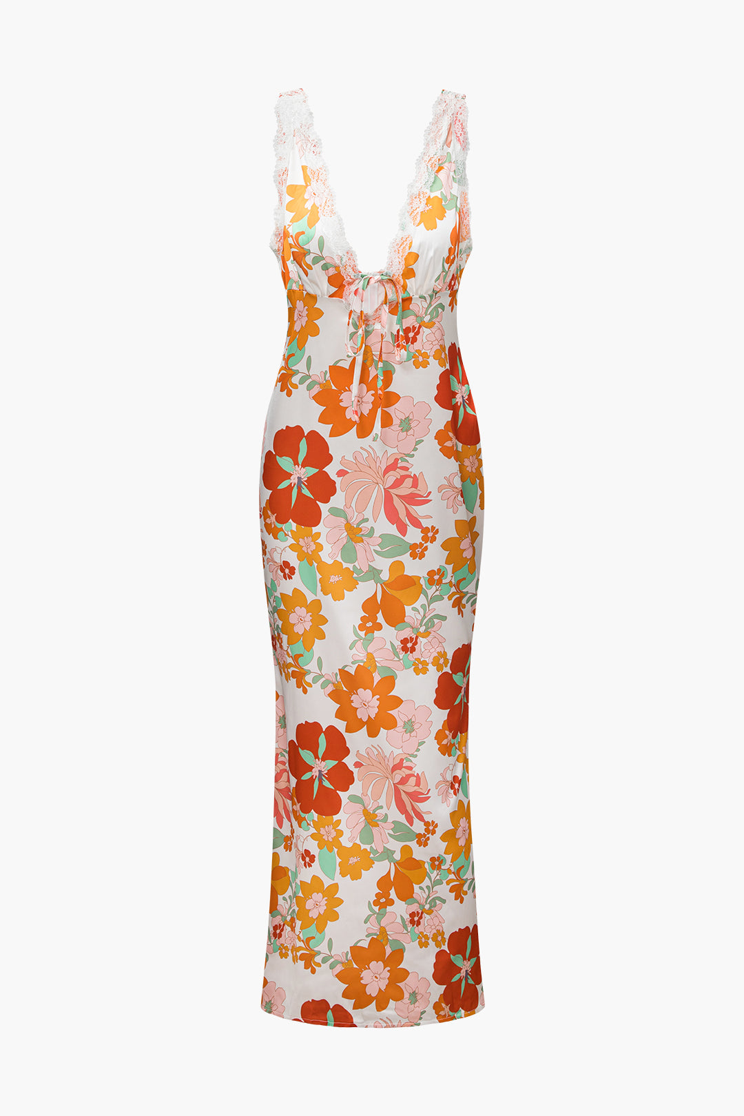 Maxi-jurk met bloemen en kant