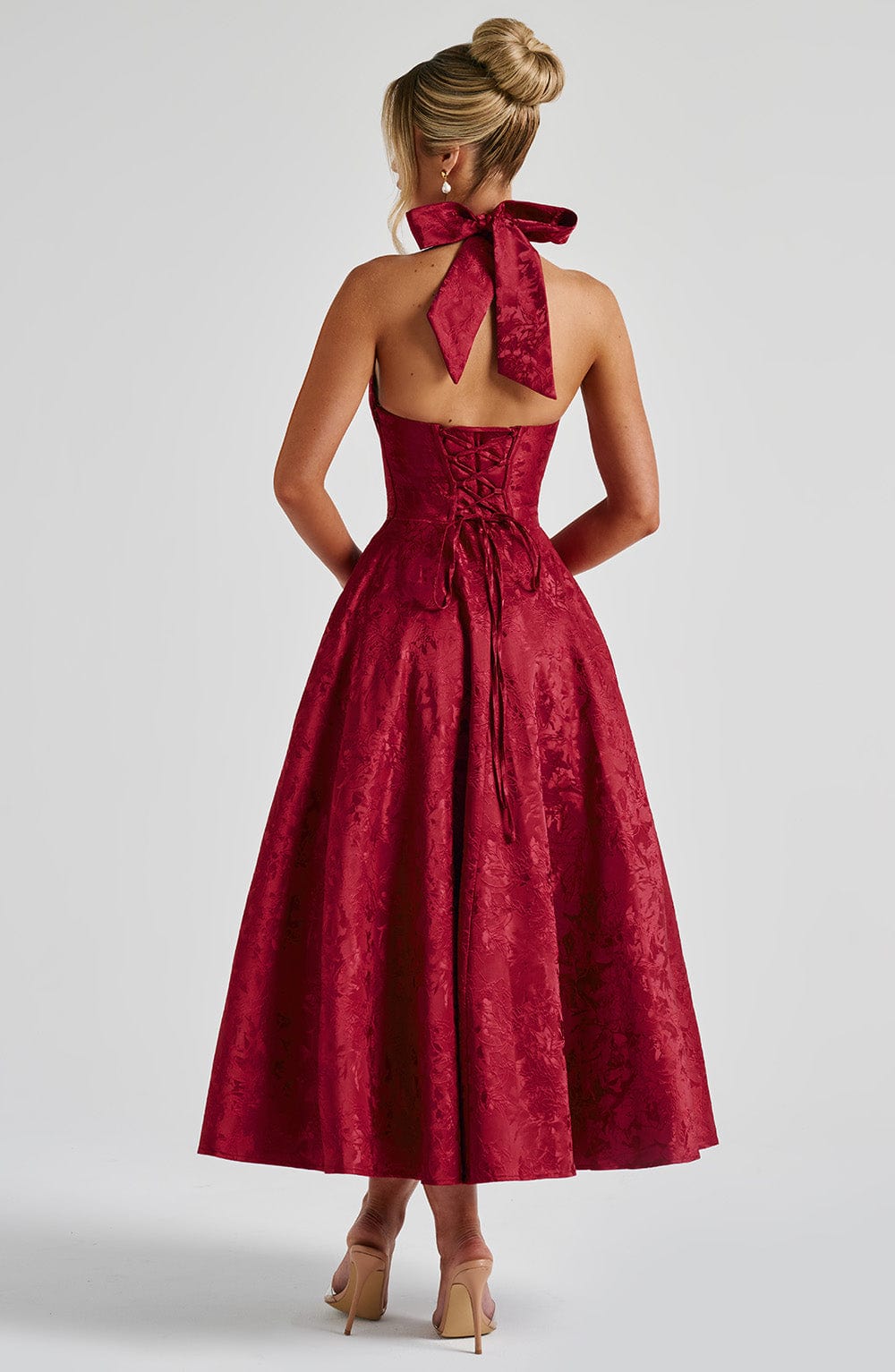 Elegante Rode Midi Jurk voor Dames