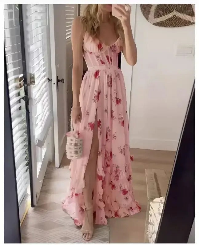 Klassieke Elegante Bloemen Maxi Jurk