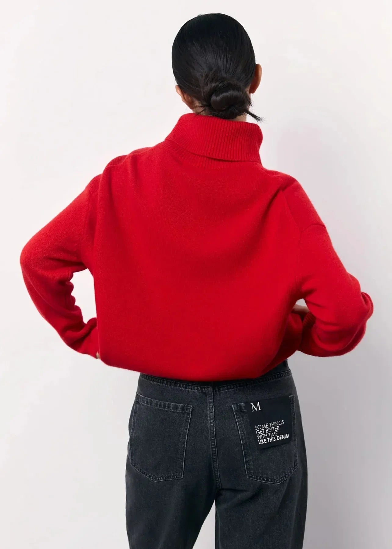 Gebreide top voor dames - Oversized pasvorm - Coltrui - Wol - Geribbelde zoom - Cropped