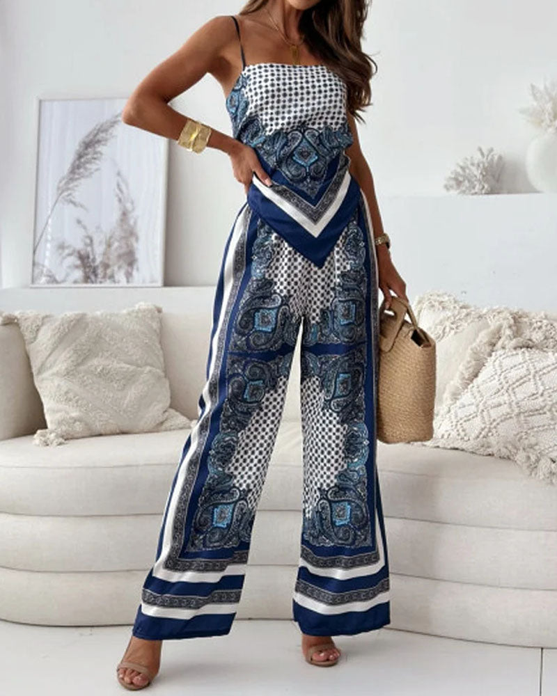 Stijlvolle Set met Geprinte Gilet en Pantalon