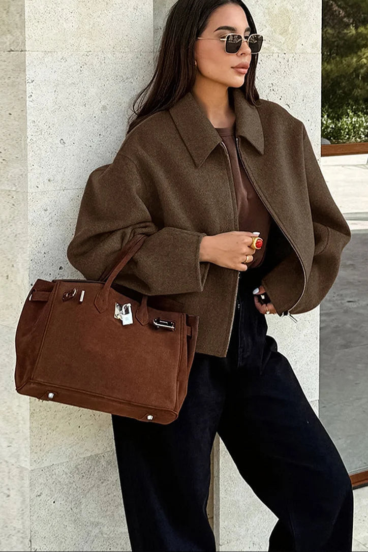 Saar Cropped Jacket | Relaxed Fit Collared Jacket