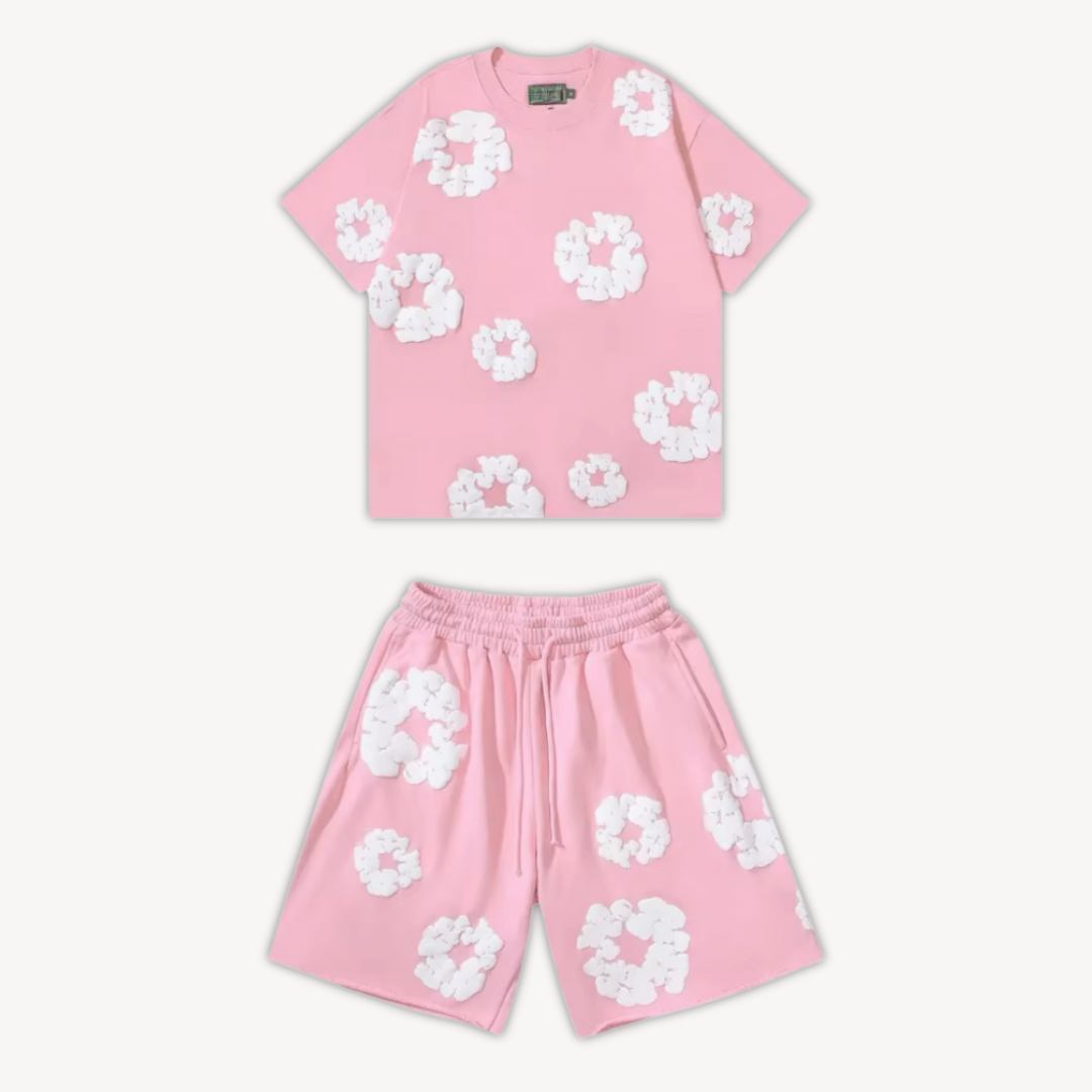 Katoenen Wreath T-Shirt en Shorts Set voor Heren en Dames
