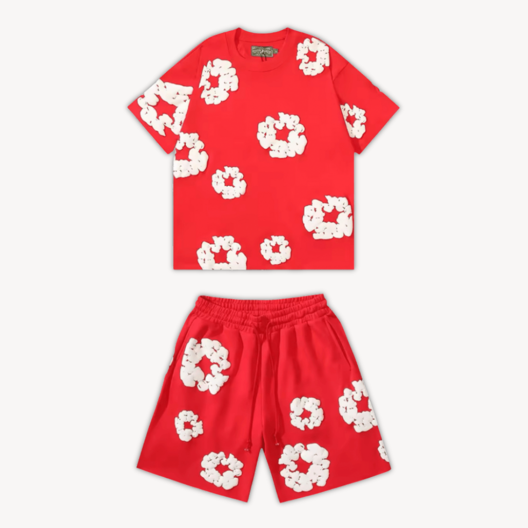Katoenen Wreath T-Shirt en Shorts Set voor Heren en Dames