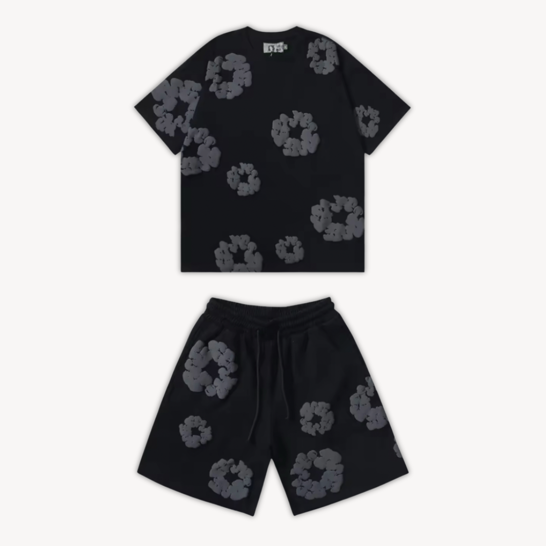 Katoenen Wreath T-Shirt en Shorts Set voor Heren en Dames