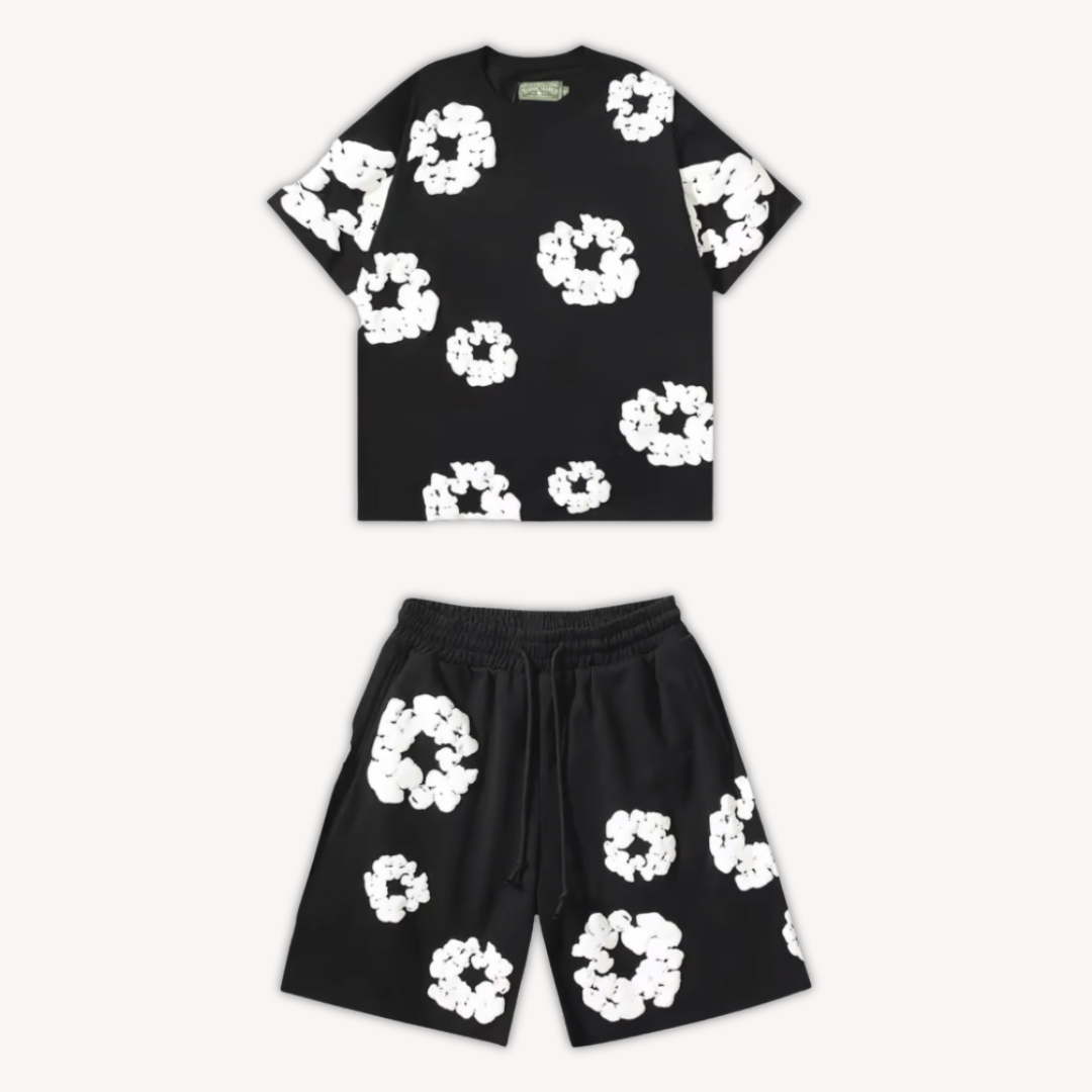 Katoenen Wreath T-Shirt en Shorts Set voor Heren en Dames