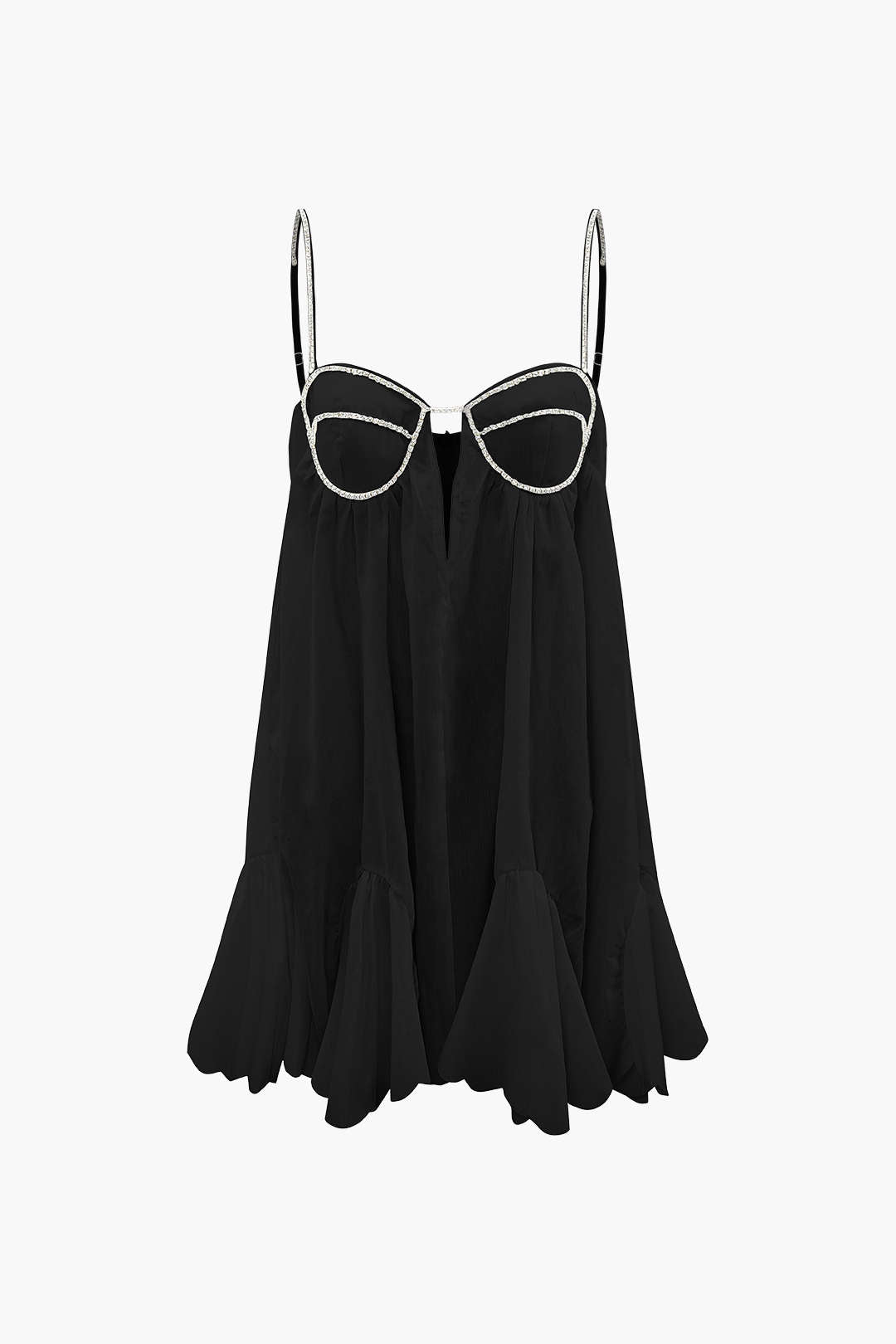 V-hals Rimpel Decor Mini Jurk