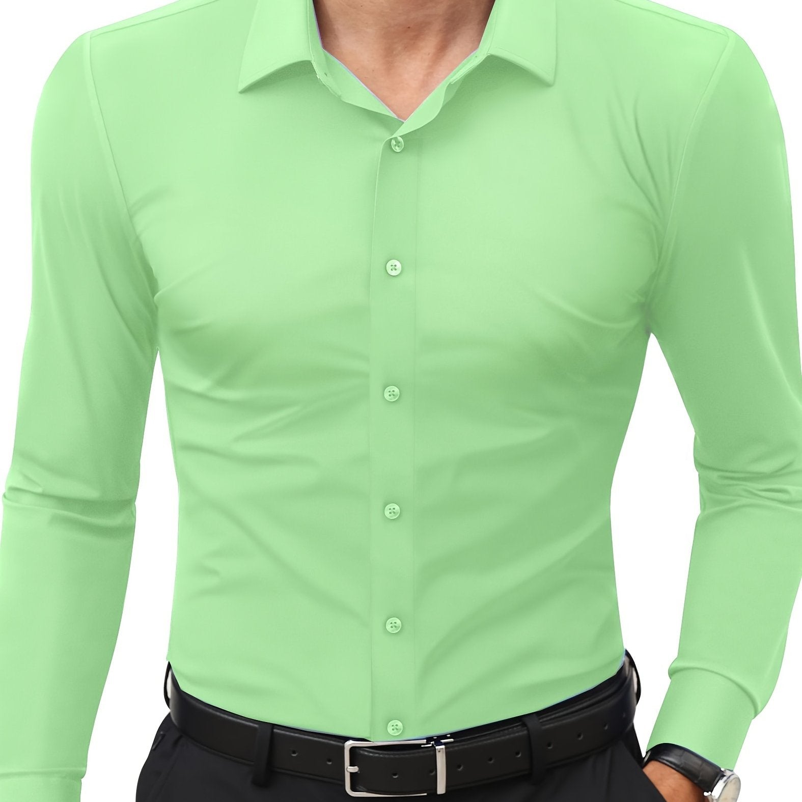 Slim-Fit Stretch Overhemd met Knoopsluiting voor Heren