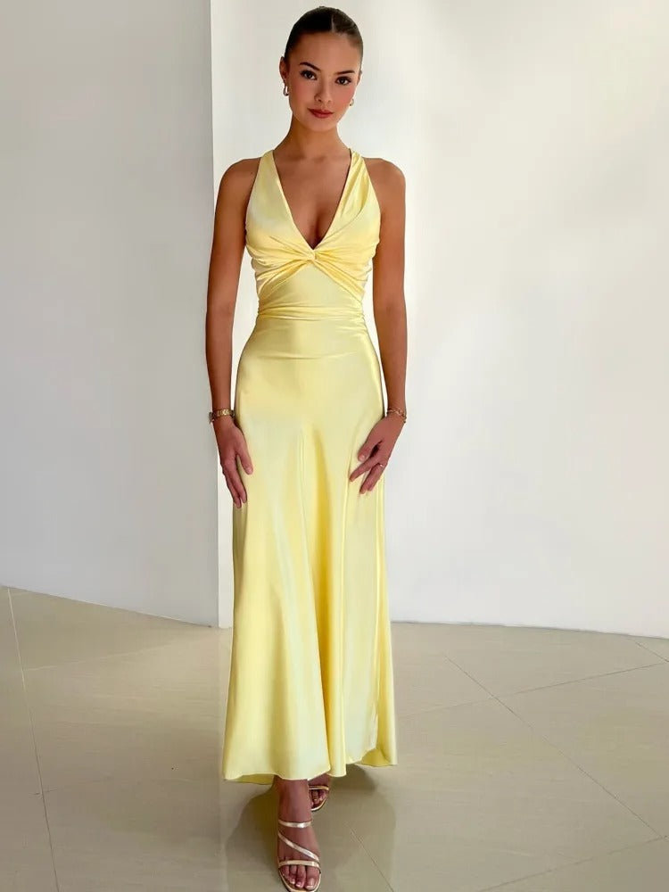 Stijlvolle maxi-jurk met V-hals voor dames