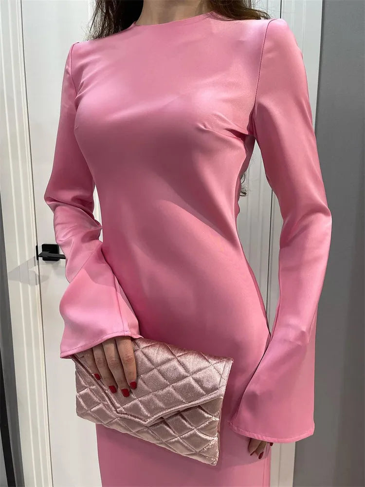 Zijdezachte Flared Maxi Jurk voor Dames