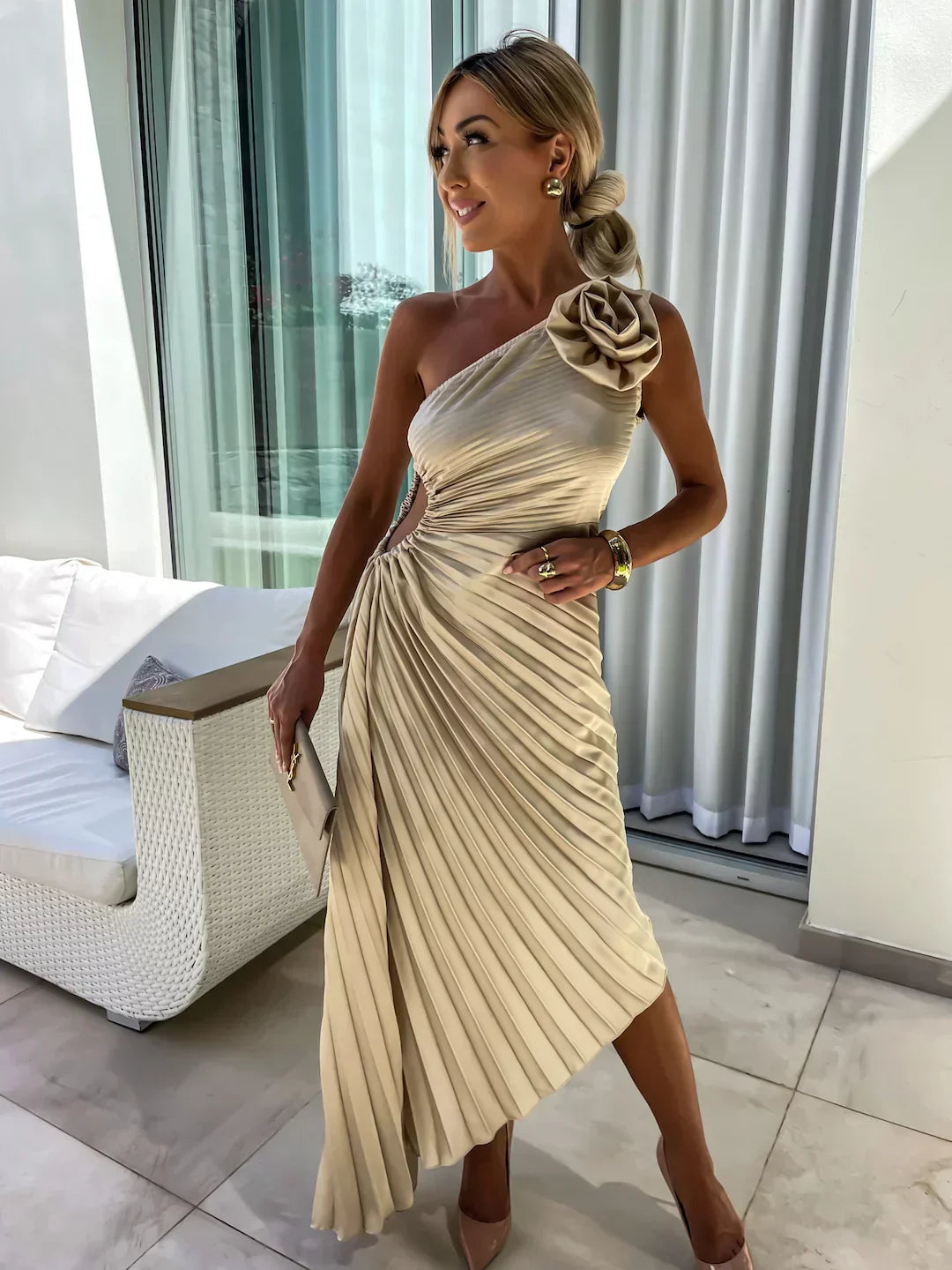Elegante Dames Romantische Bloemenjurk