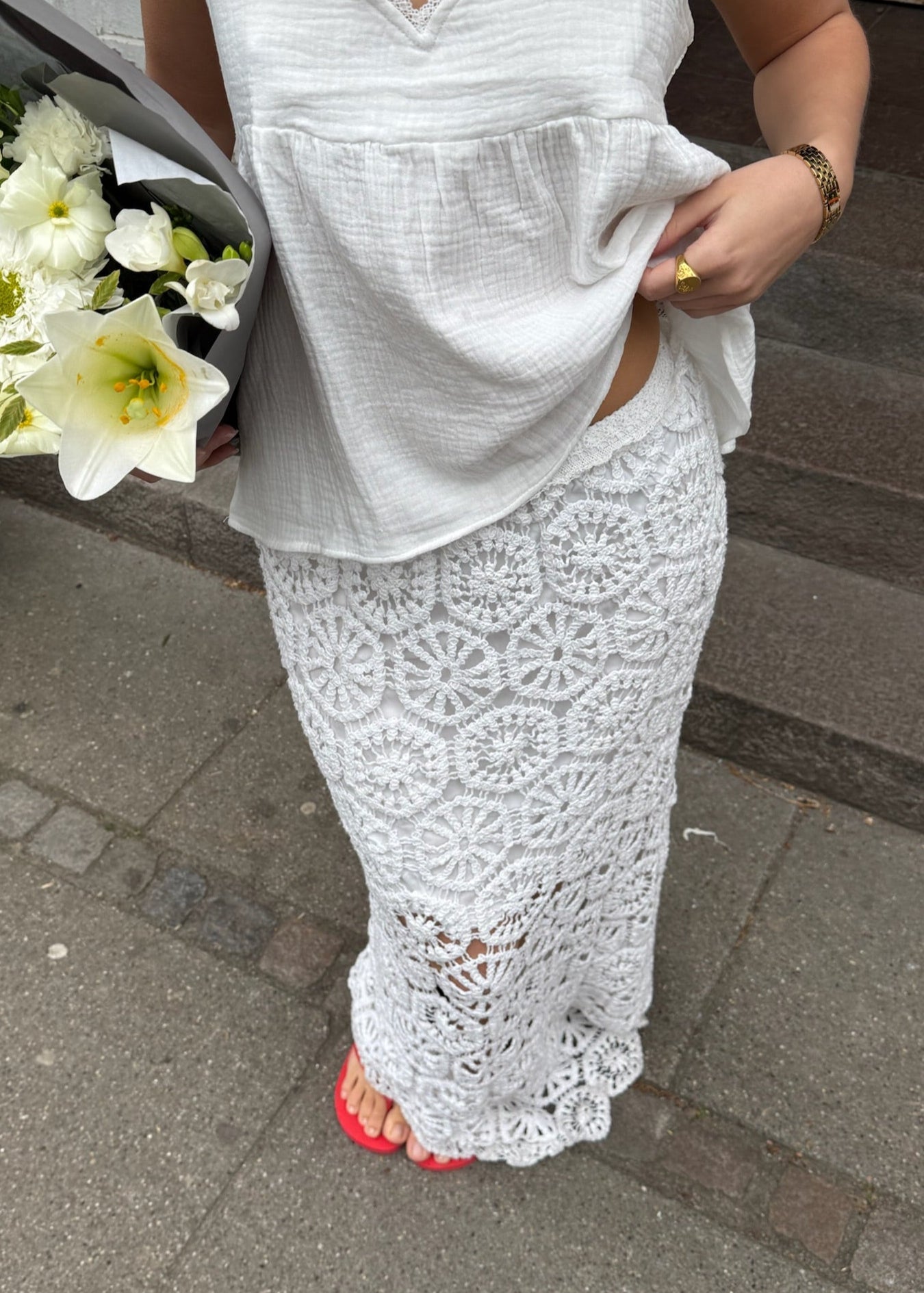 Wit Zwierige Maxi Rok voor Dames