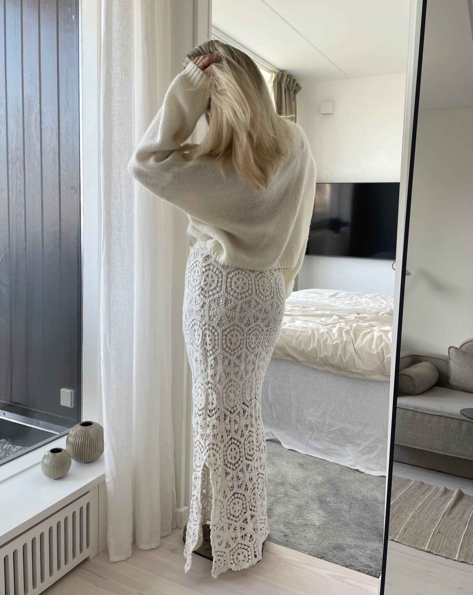 Wit Zwierige Maxi Rok voor Dames
