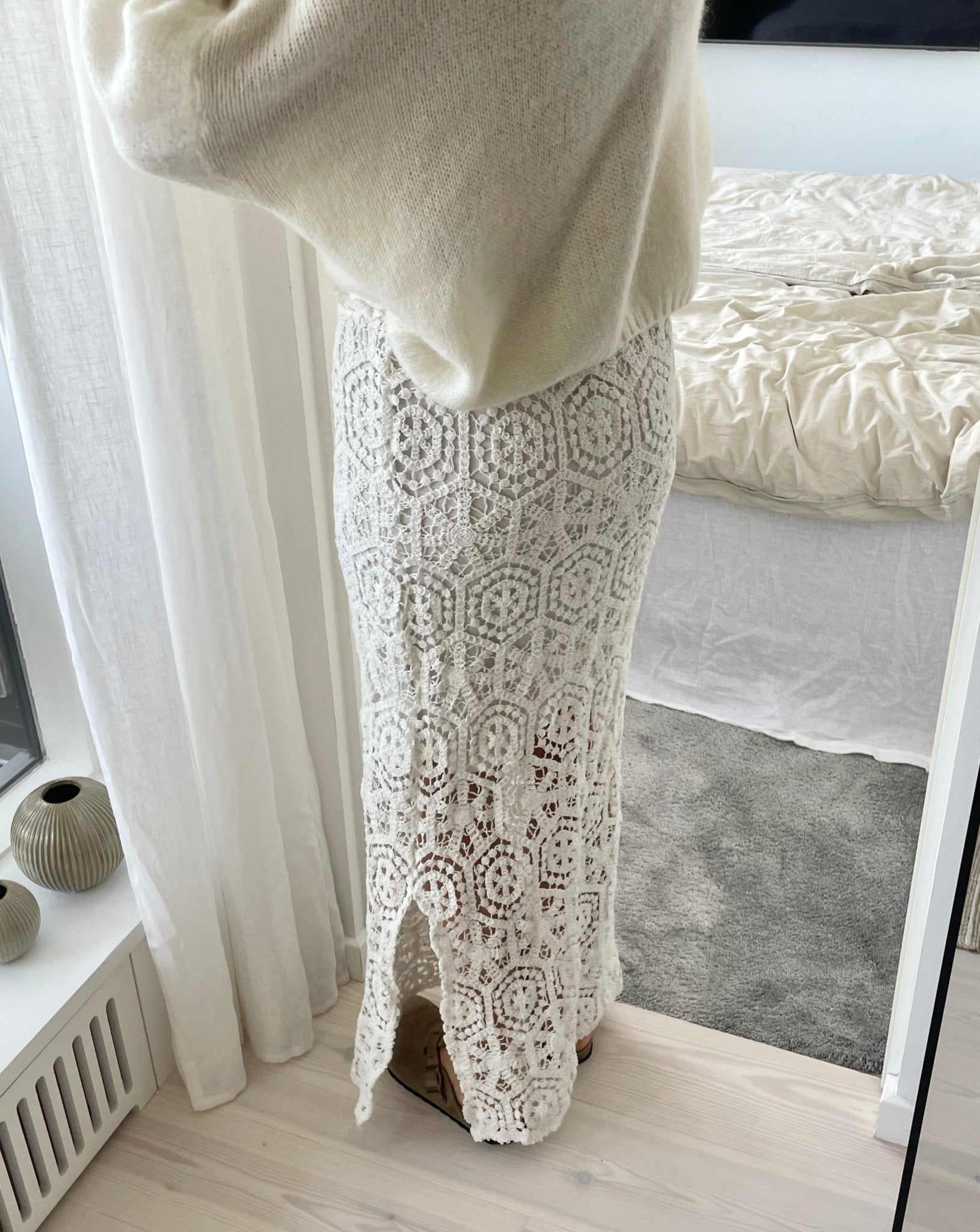 Wit Zwierige Maxi Rok voor Dames