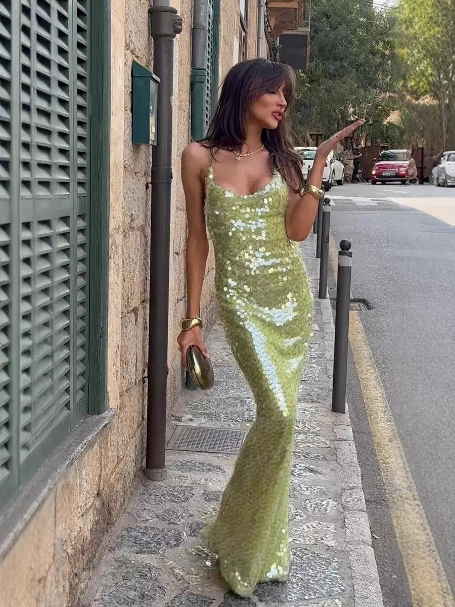 Stralende Lange Maxi Jurk met Glitter