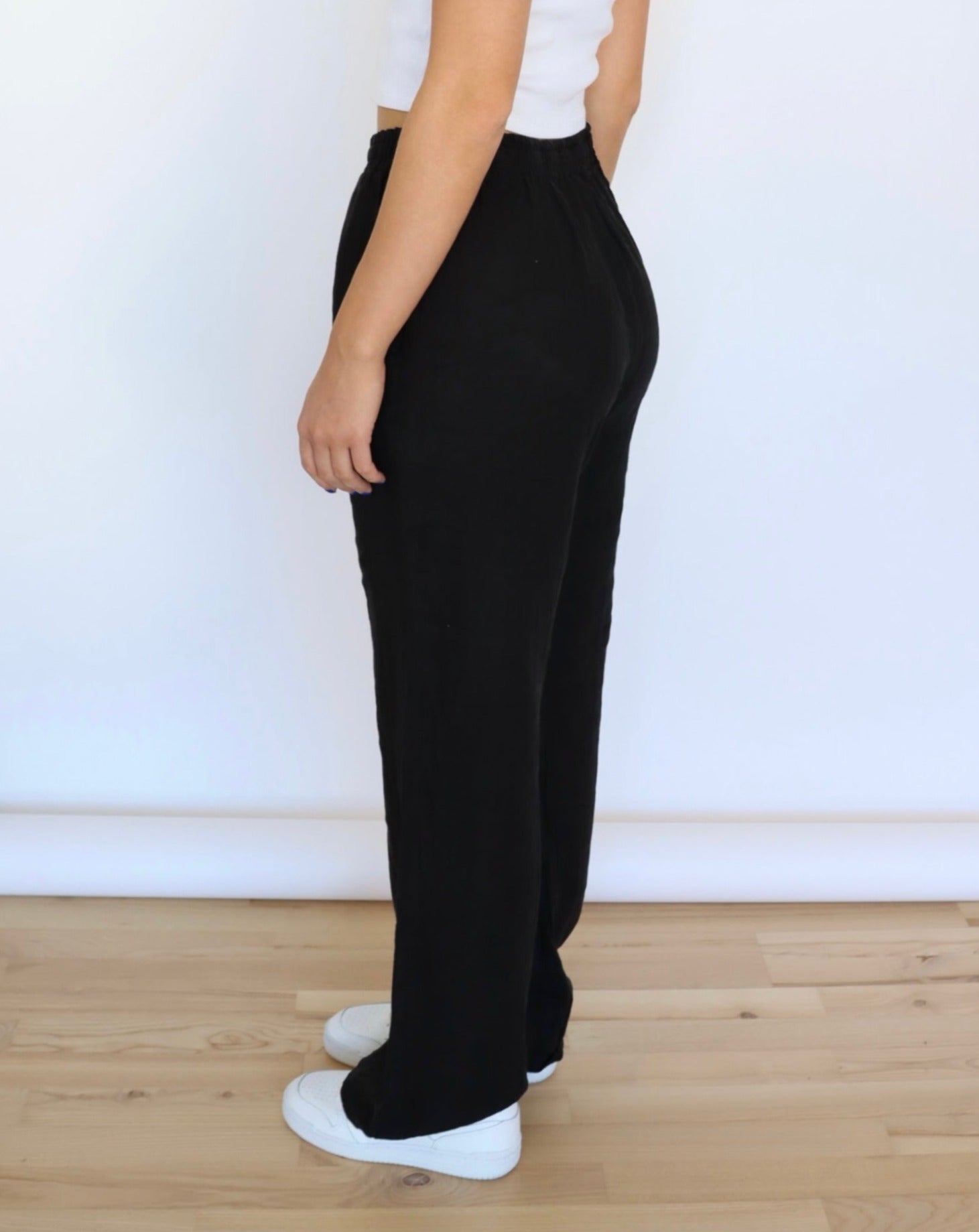 Zwarte Linnen Relaxbroek voor Dames