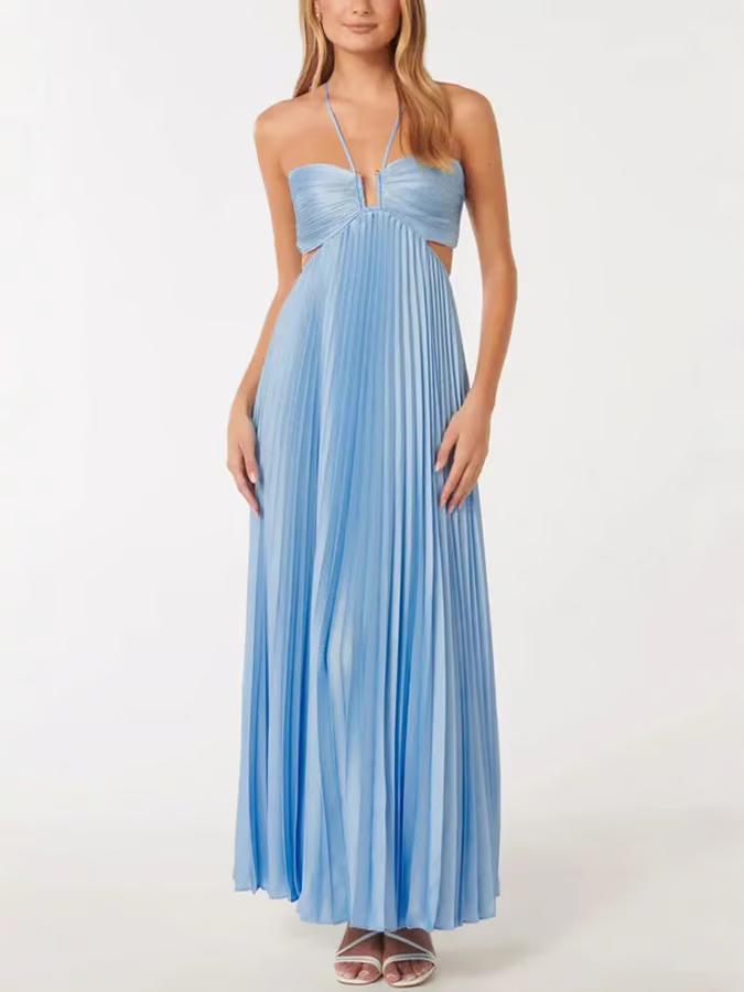 Stijlvolle Glow Halter Maxi Jurk